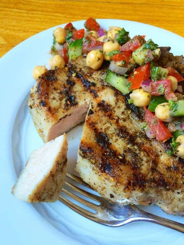 Za'atar Crusted Grilled Pork Chop - The Lemon Bowl