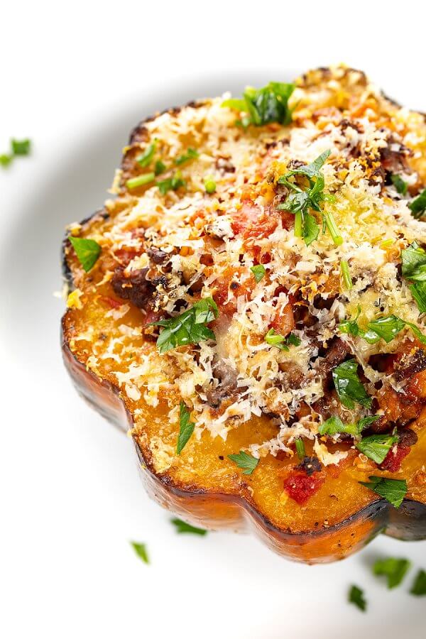 Stuffed Acorn Squash with Farro and Chorizo