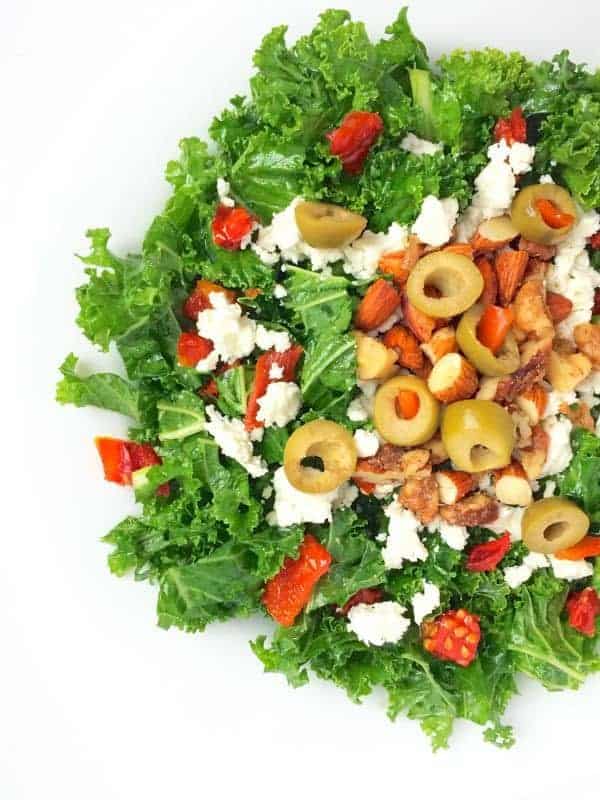Kale Salad with Toasted Nuts and Feta