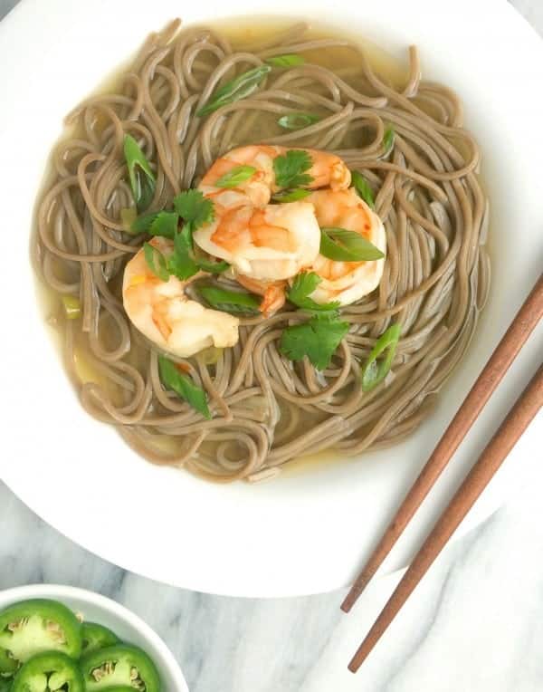 Shrimp Soba Noodles in Ginger Broth by The Lemon Bowl