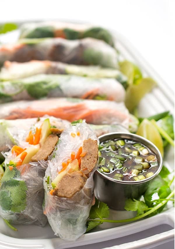 Fresh Rolls with Teriyaki Meatballs - a fun and healthy Asian-inspired appetizer recipe