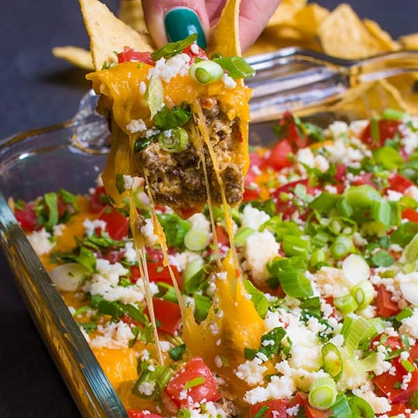 5-Ingredient Cheesy Mexican Hummus Dip - a fast appetizer recipe