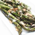 Grilled Asparagus with Lemon Tahini Sauce - a fast and easy side dish recipe
