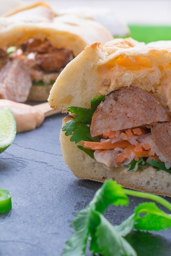 Vietnamese Bahn Mi with Chicken Sausage - a fun twist on the classic recipe