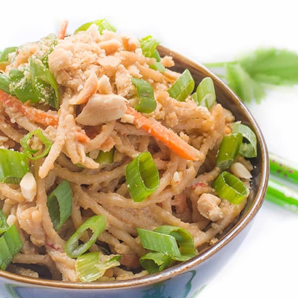 Thai Peanut Sauce Noodles - a fast and easy side dish recipe