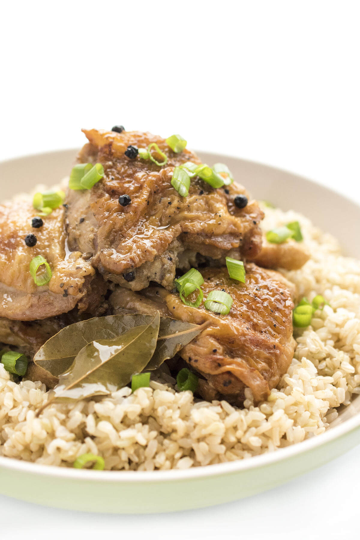 slow cooker chicken adobo closeup
