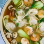 le-crueset-bowl-with-chinese-wonton-soup-with-shrimp-and-bok-choy
