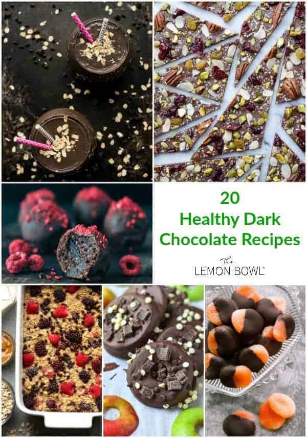 collage of dark chocolate recipes