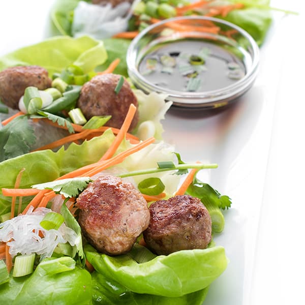 Vietnamese Lettuce Cups with Pork Meatballs