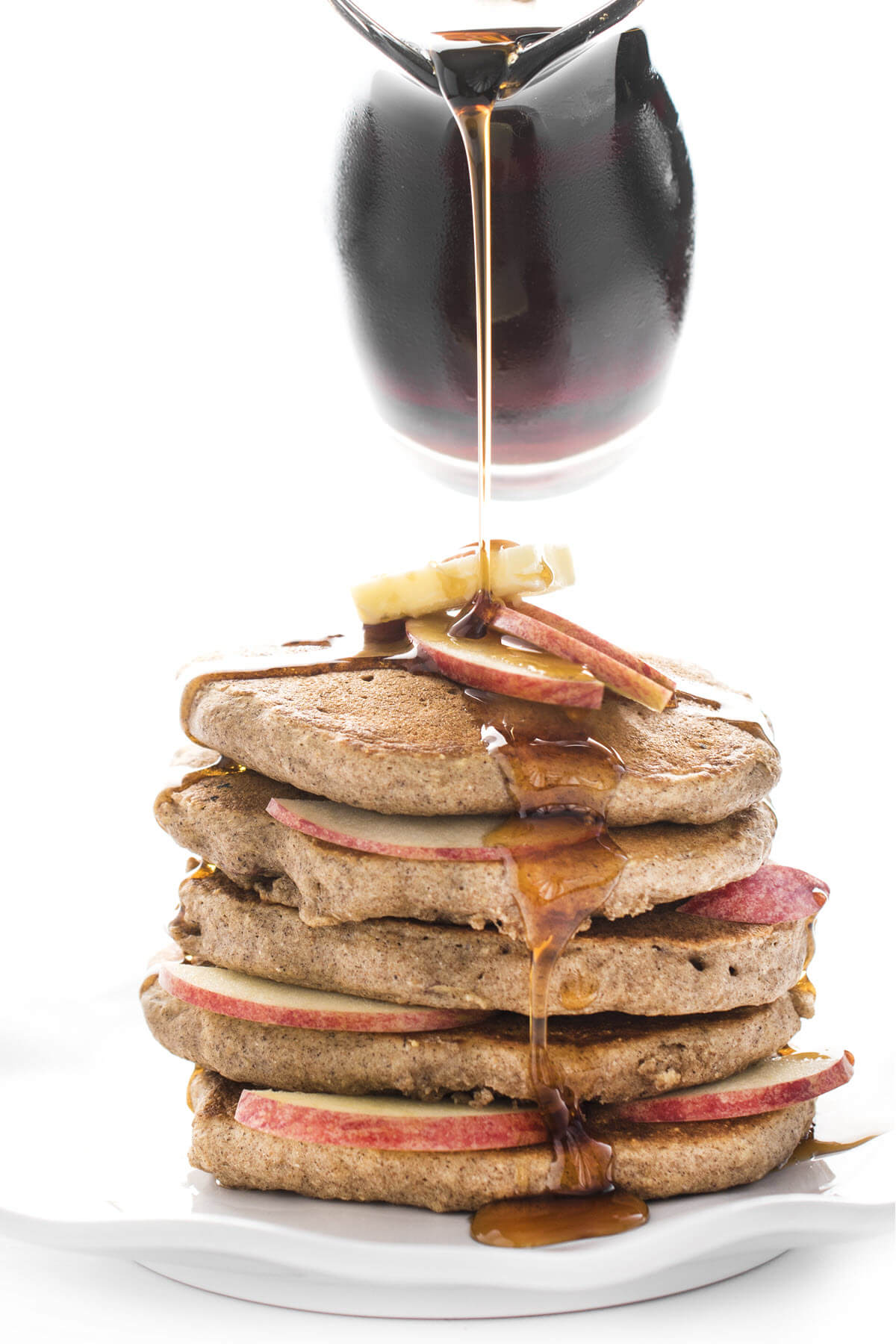 Apple Buckwheat Pancakes with maple syrup
