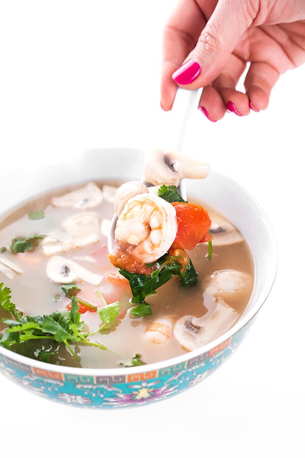 Thai Tom Yum Soup with Shrimp in bowl