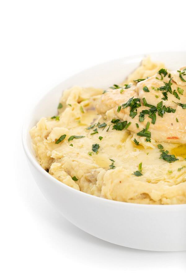 Roasted Garlic Hummus Mashed Potatoes