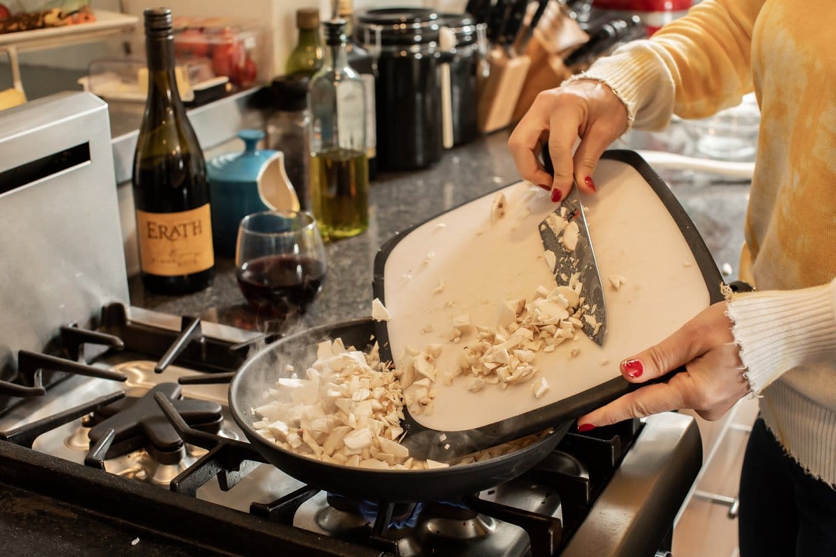 Liz cooking mushrooms