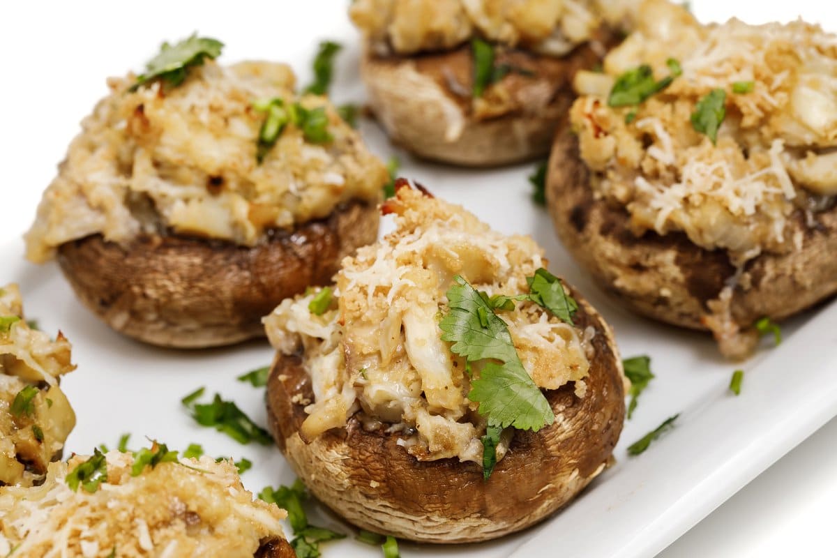 Finished crab stuffed mushrooms