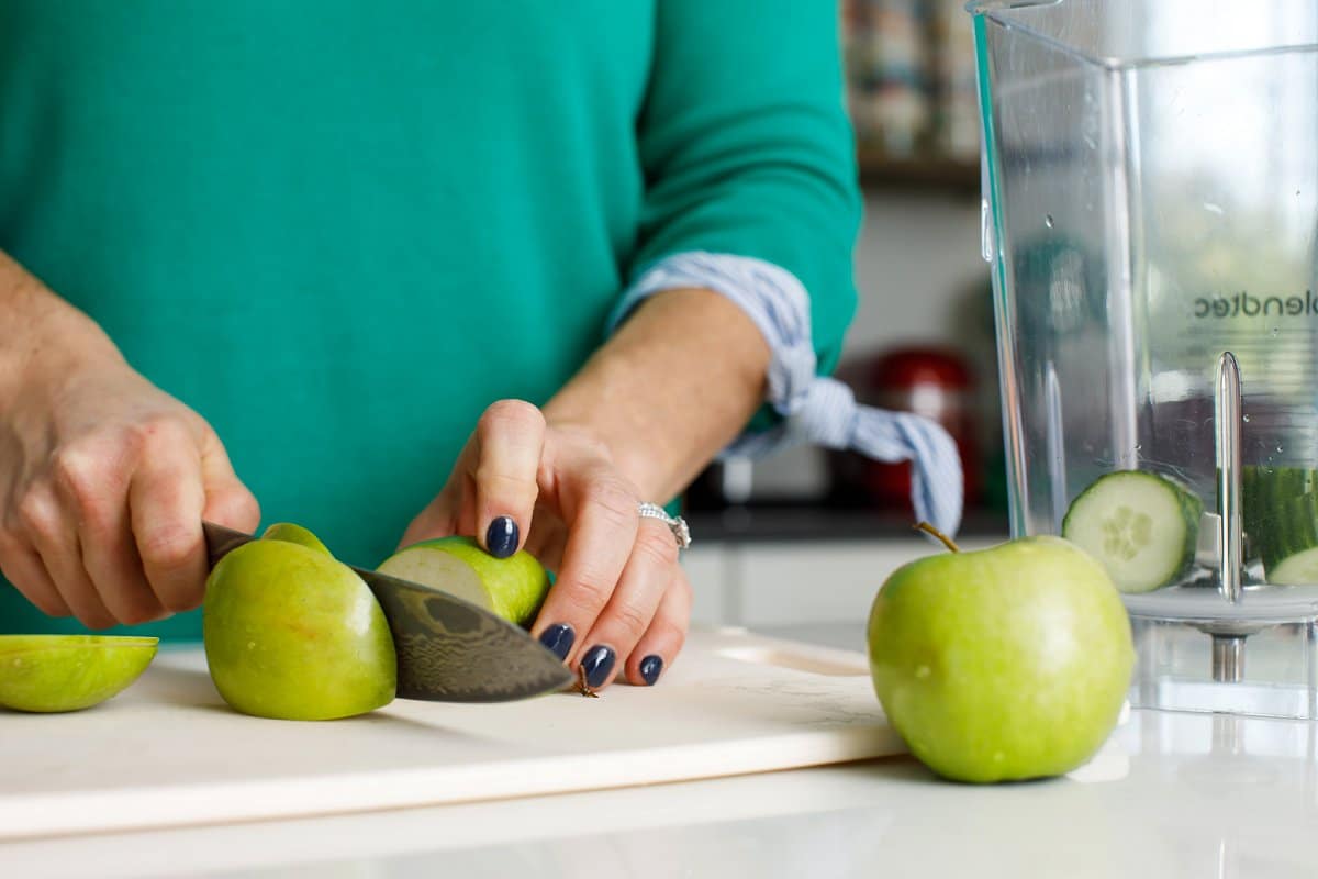 Liz slicing apple