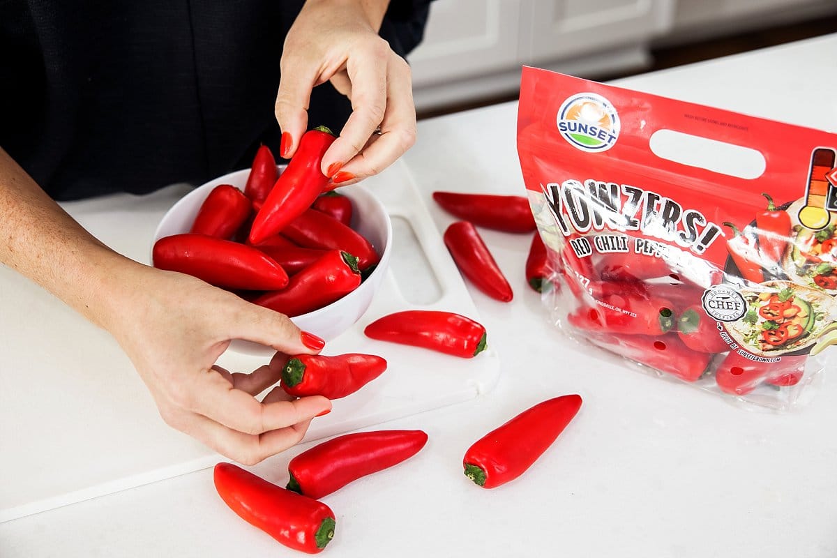 choosing red chili peppers