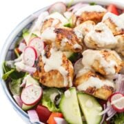 Chicken Tawook Salad with Tahini Dressing