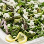Grilled Asparagus Salad with Crumbled Goat Cheese and Arugula