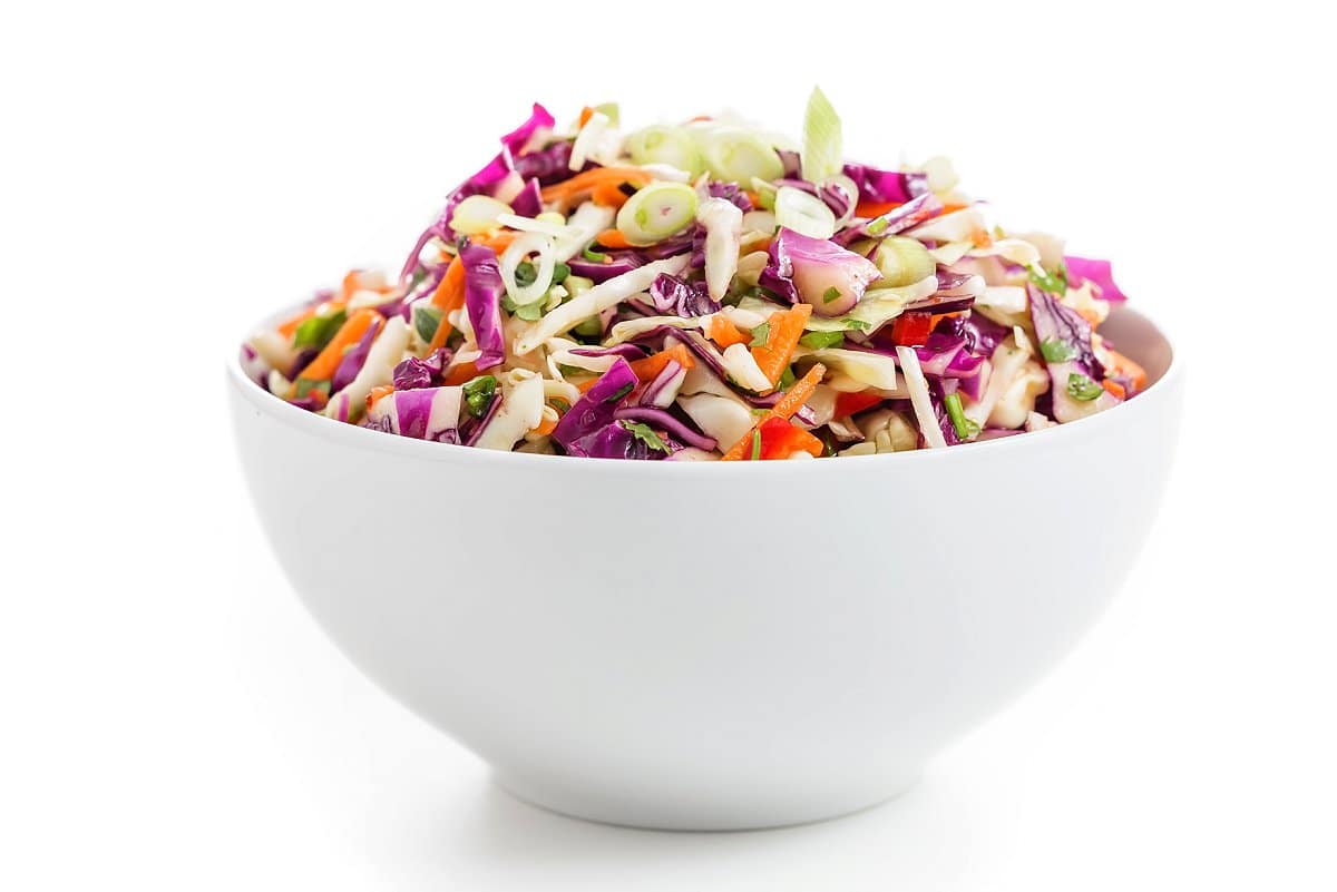 Herbed Slaw with Jalapeno Lime Vinaigrette in a bowl