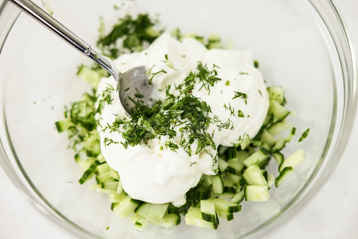 tzatziki sauce on a plate