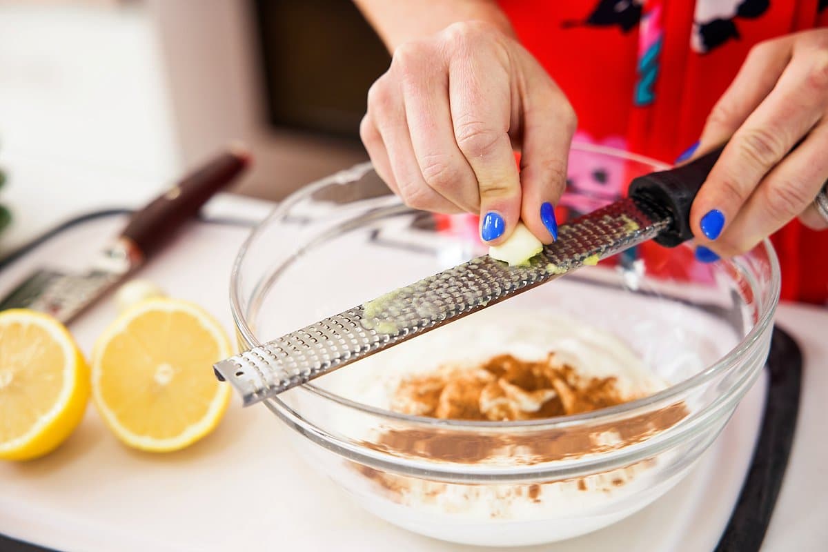grating garlic for a marinade
