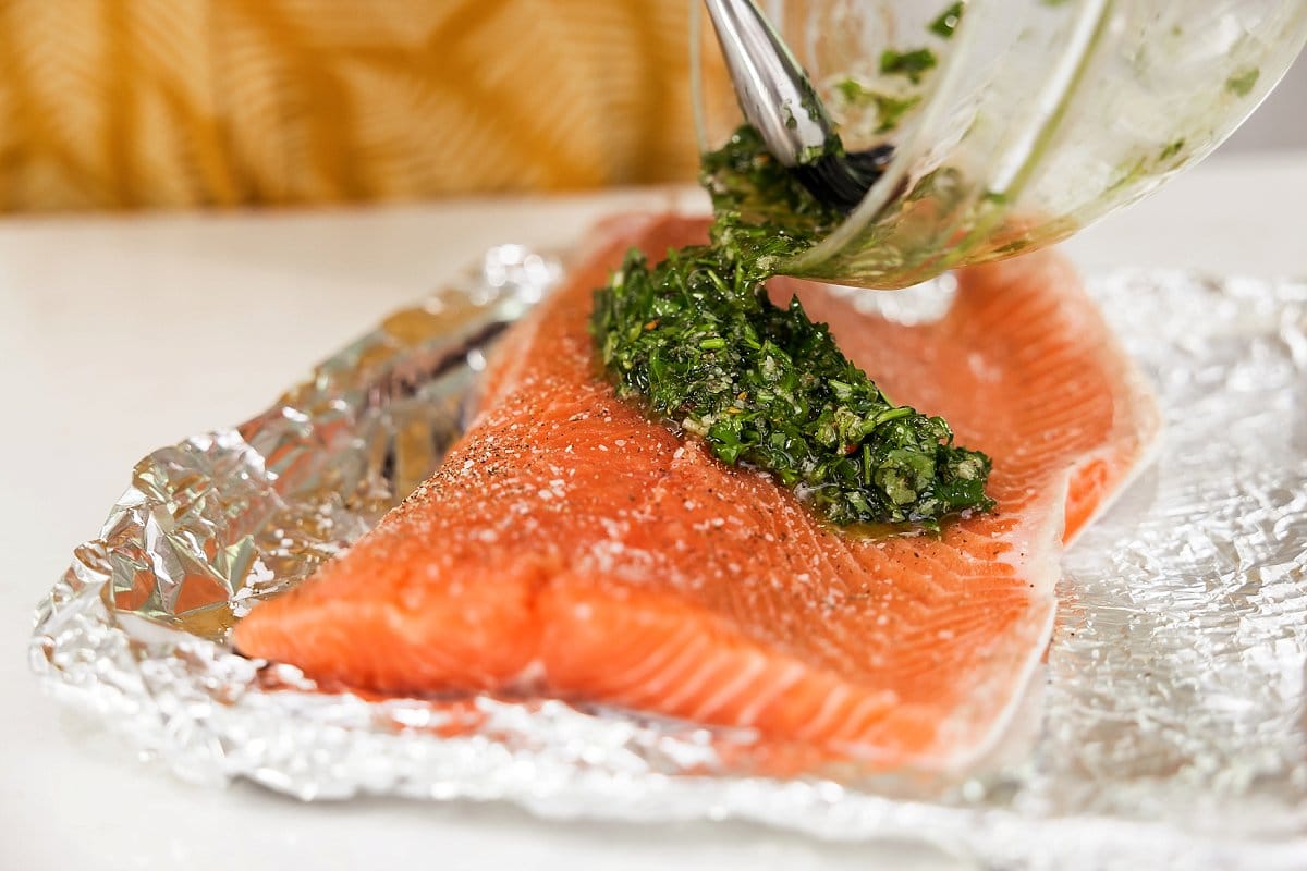spreading herb mixture for baked salmon