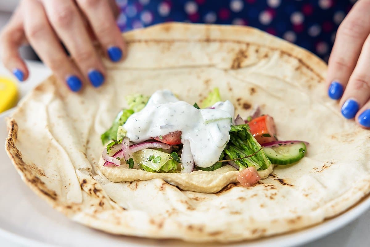 wrapping lebanese salad wraps