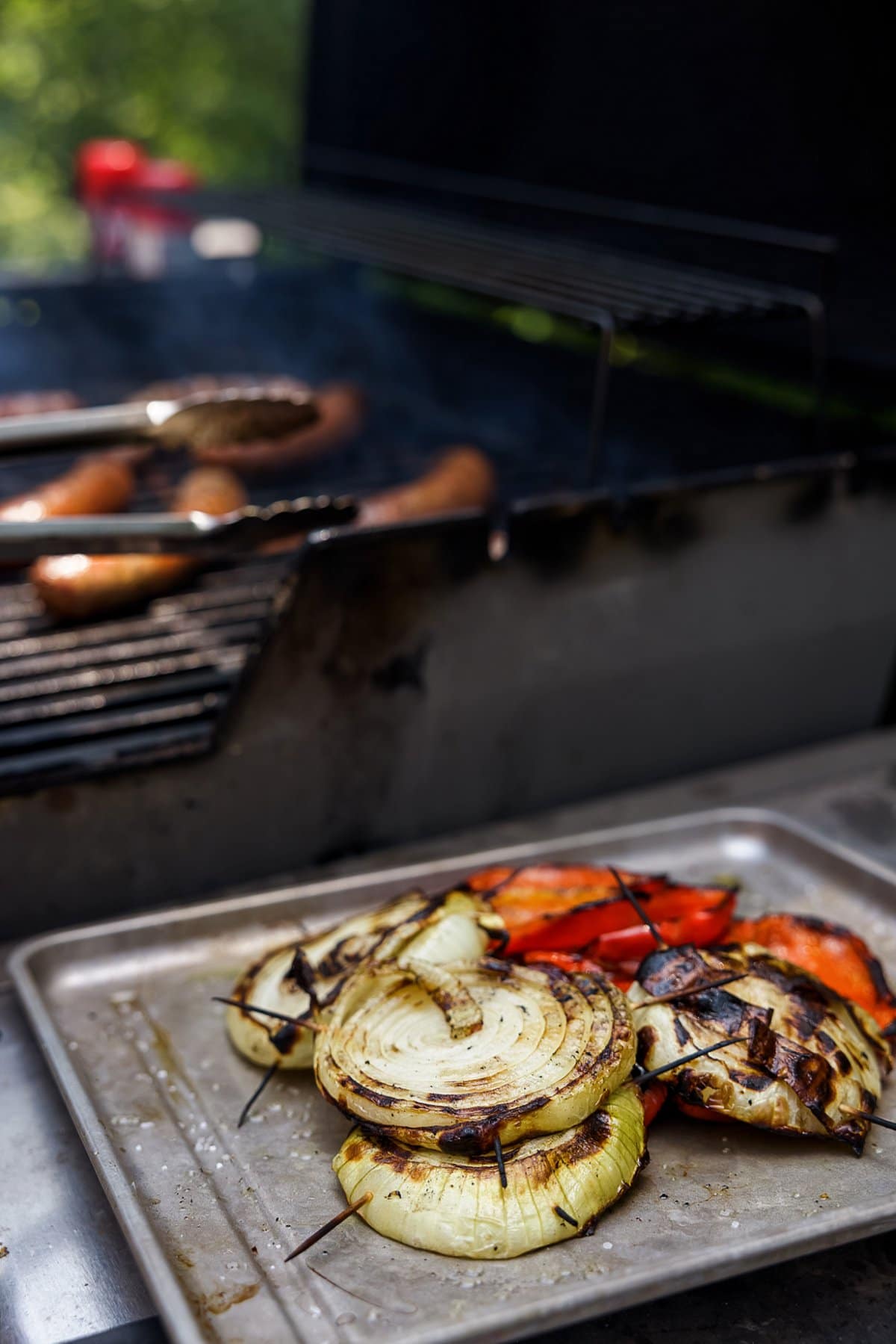 removing vegetables from grill