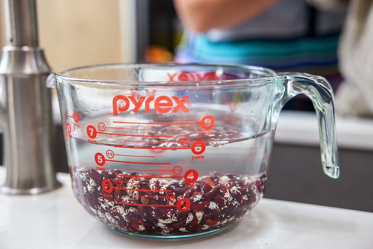 Beans soaking in water