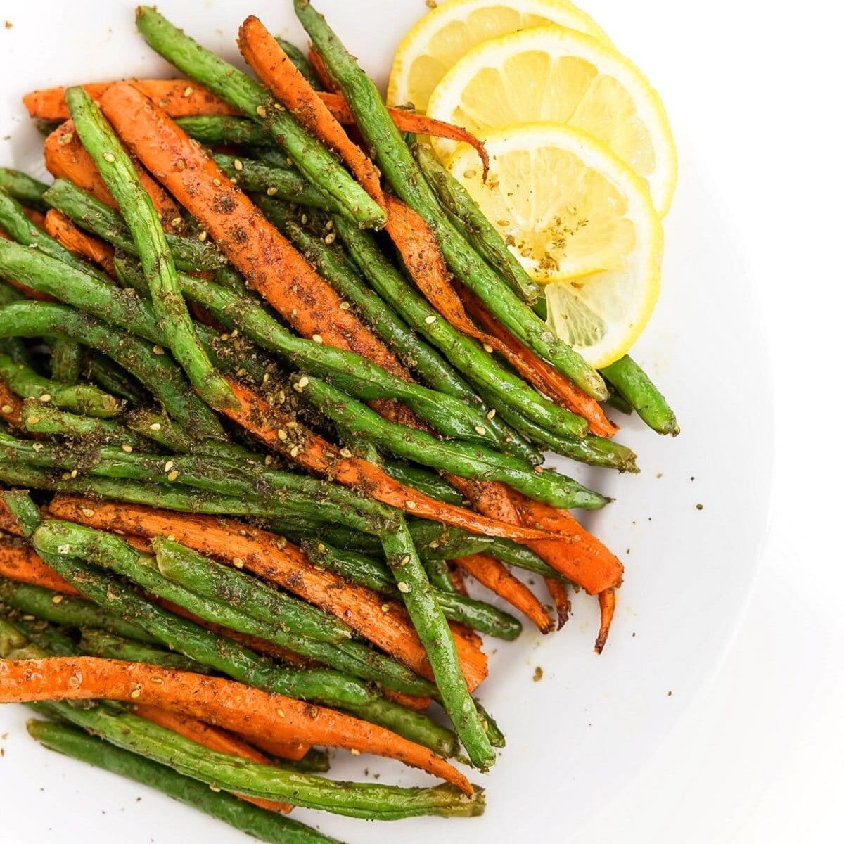 Zaatar roasted carrots and green beans