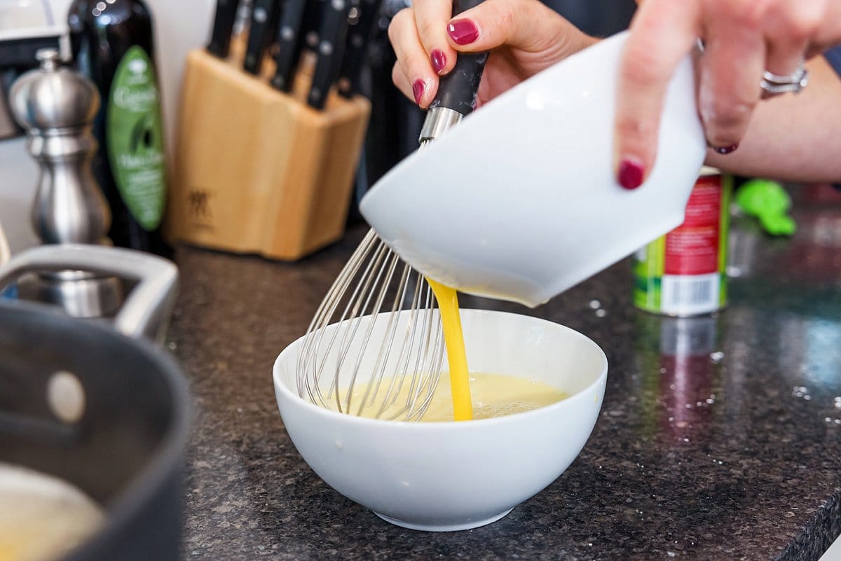 Whisking egg in a bowl
