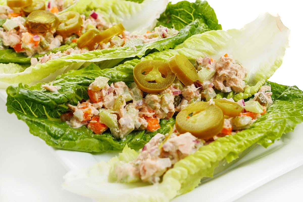 Healthy tuna salad lettuce cups.