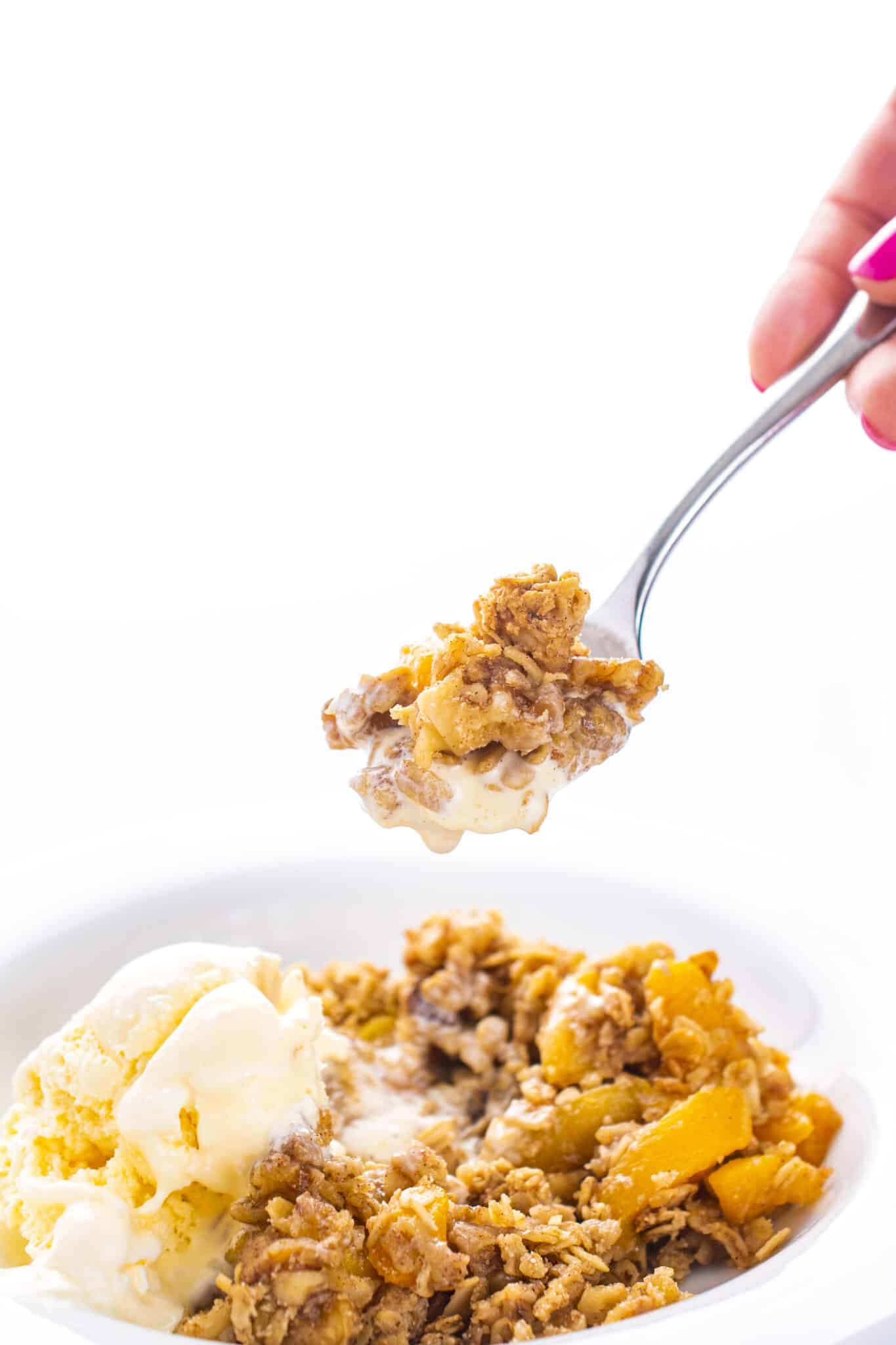 Spoonful of gluten free peach crisp