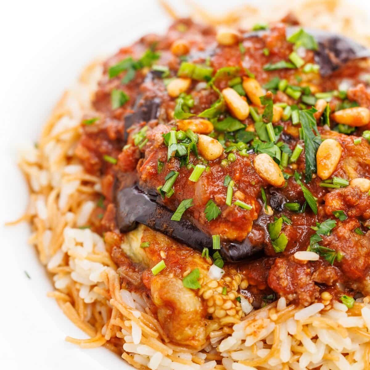 Lebanese Baked Eggplant With Beef