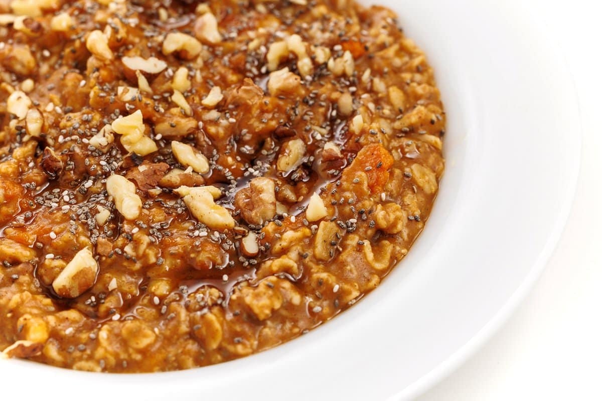 Maple pumpkin oatmeal with chia seeds.