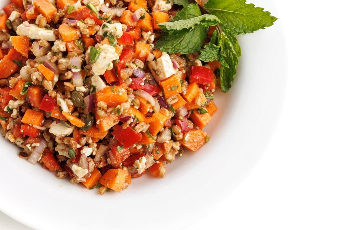 Wheat berry salad with feta.