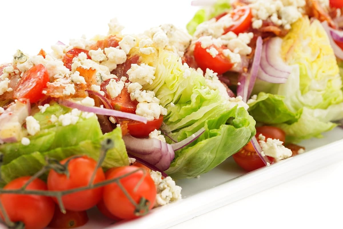 Wedge salad with bacon and blue cheese vinaigrette.