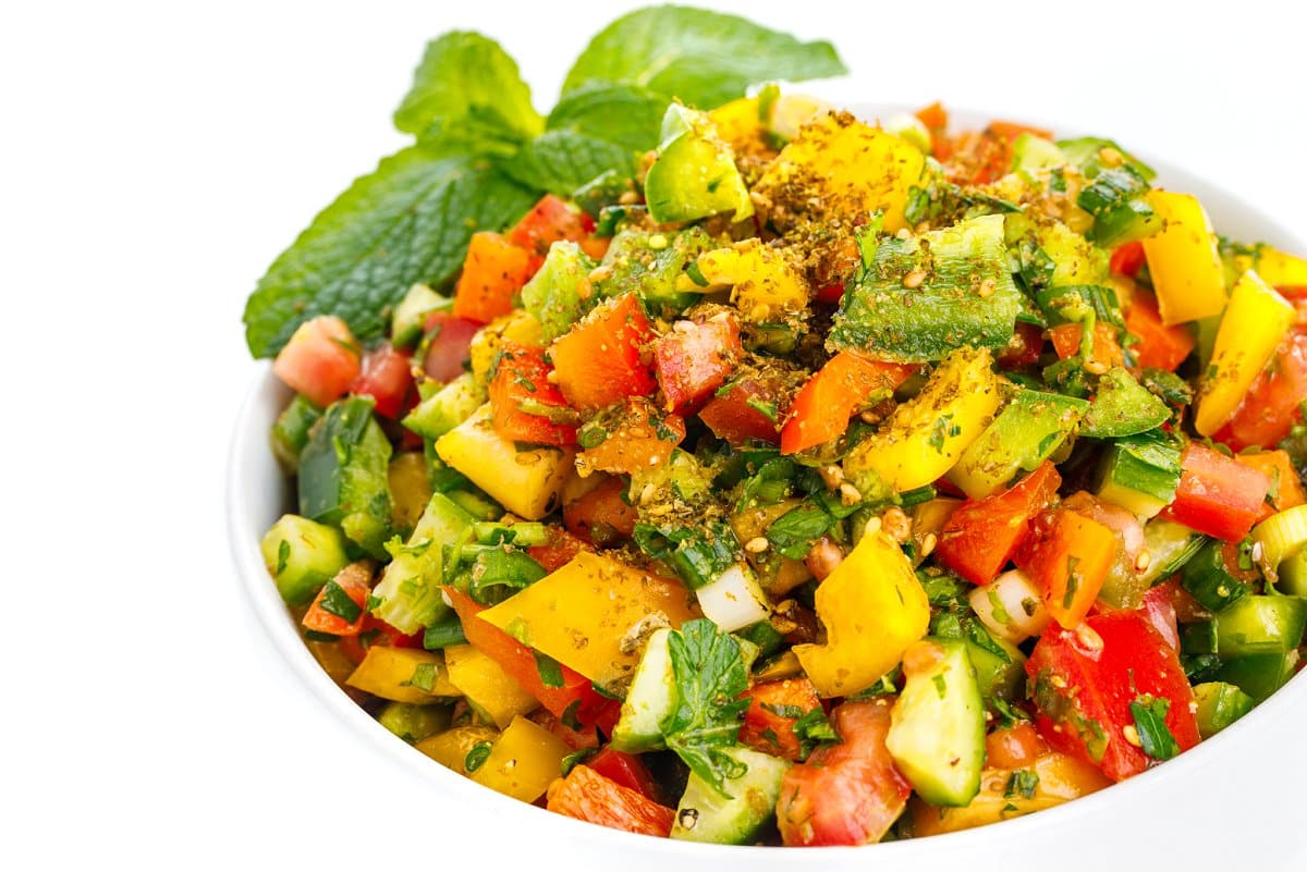 Lebanese chopped salad with za'atar.