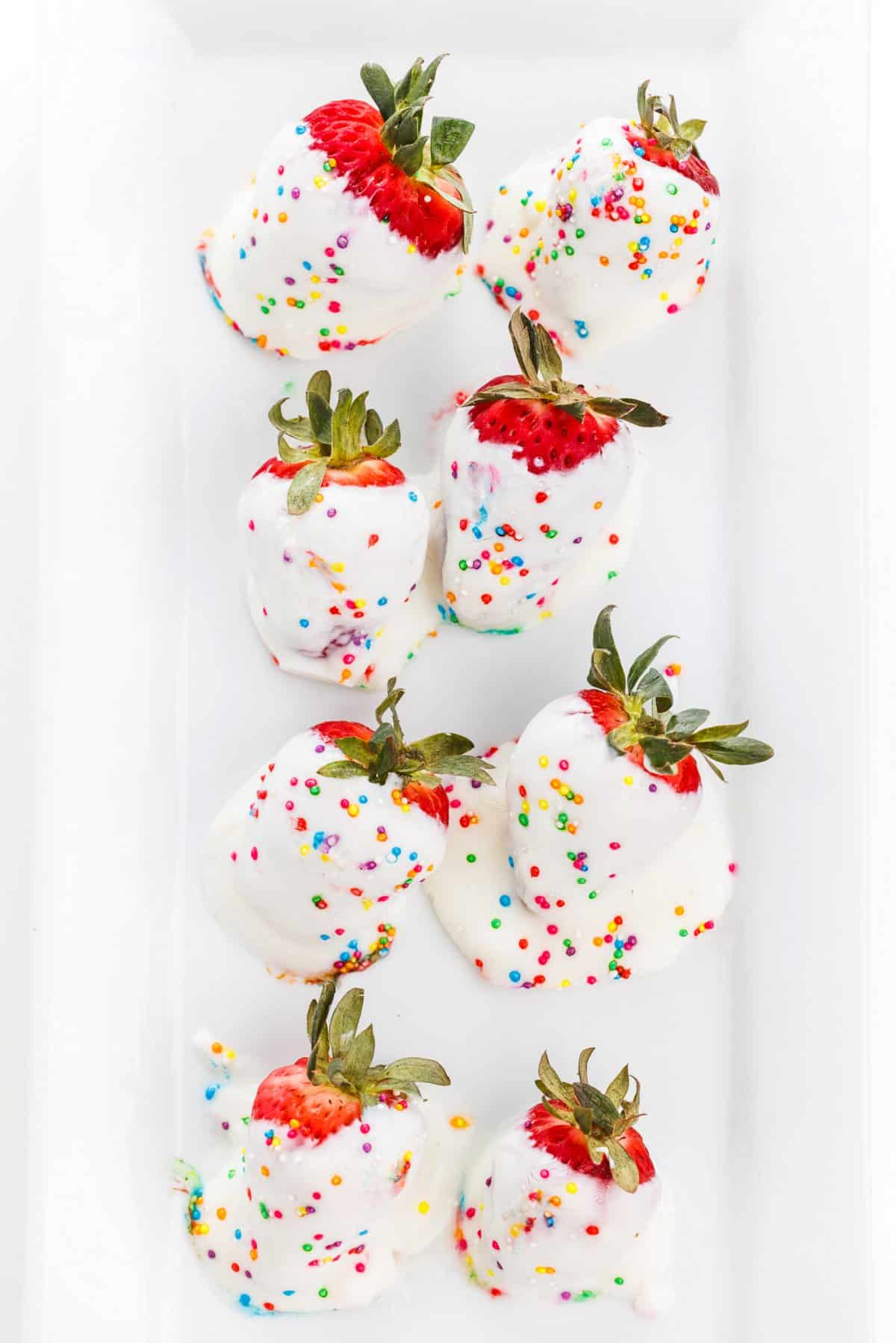 Frozen yogurt covered strawberries.