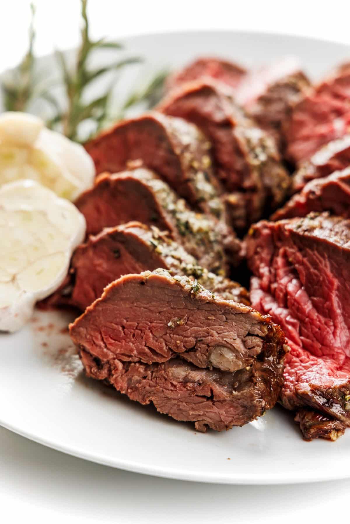 Garlic rosemary beef tenderloin.